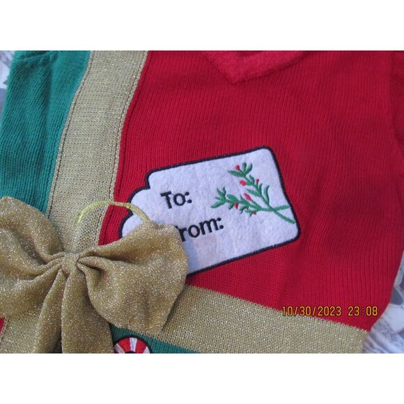 Hooked Up by I.O.T size xs hooded Christmas dress present red green gold - Picture 2 of 9
